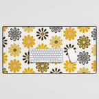Retro Florals â Yellow & Black Desk Mat Gallery Image 1
