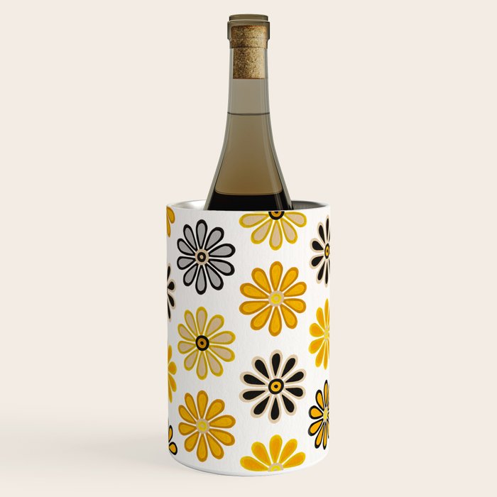Retro Florals â Yellow & Black Wine Chiller Gallery Image 2