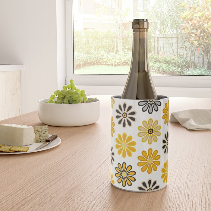 Retro Florals â Yellow & Black Wine Chiller Gallery Image 4