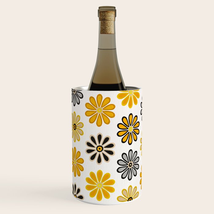 Retro Florals â Yellow & Black Wine Chiller Gallery Image 3