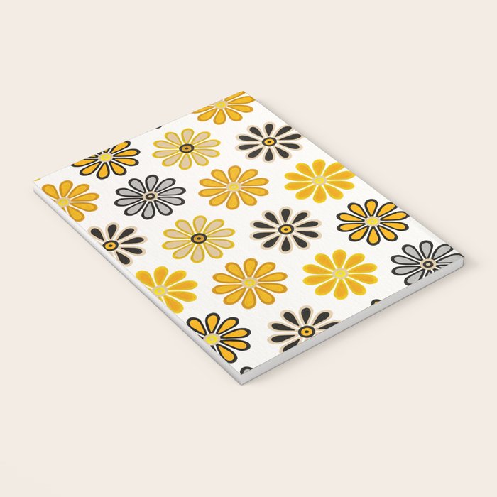 Retro Florals â Yellow & Black Notebook Gallery Image 3