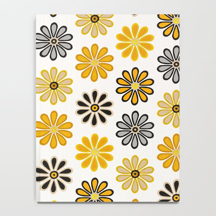 Retro Florals â Yellow & Black Notebook Gallery Image 4