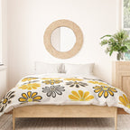 Retro Florals â Yellow & Black Duvet Cover Gallery Image 3