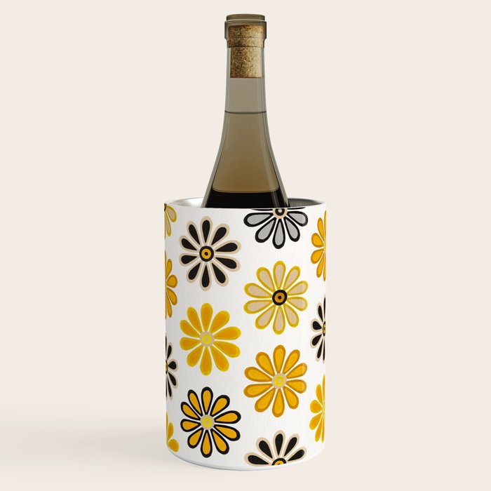 Retro Florals â Yellow & Black Wine Chiller Gallery Image 1