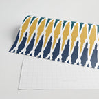 Boho, Geometric Pattern, Blue, Teal, Yellow and Gray Wrapping Paper Gallery Image 2