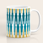 Boho, Geometric Pattern, Blue, Teal, Yellow and Gray Coffee Mug Gallery Image 1