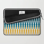 Boho, Geometric Pattern, Blue, Teal, Yellow and Gray Laptop Sleeve Gallery Image 2