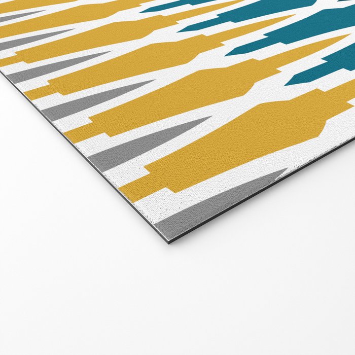 Boho, Geometric Pattern, Blue, Teal, Yellow and Gray Welcome Mat Gallery Image 2