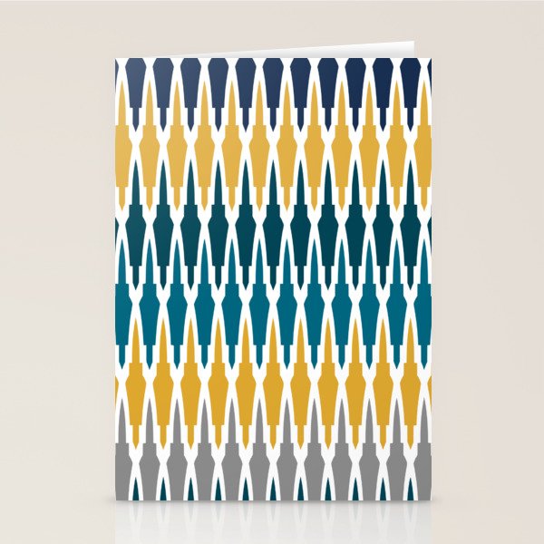 Boho, Geometric Pattern, Blue, Teal, Yellow and Gray Stationery Card Gallery Image 2