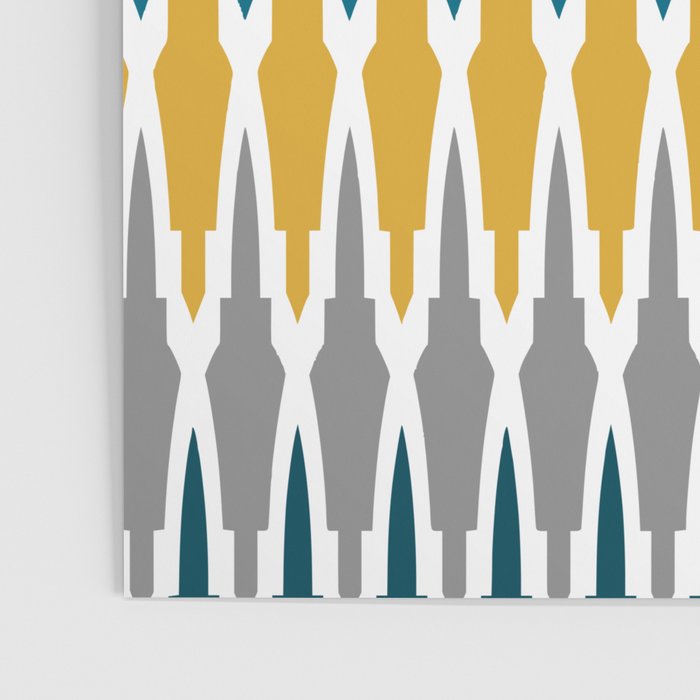 Boho, Geometric Pattern, Blue, Teal, Yellow and Gray Poster Gallery Image 3