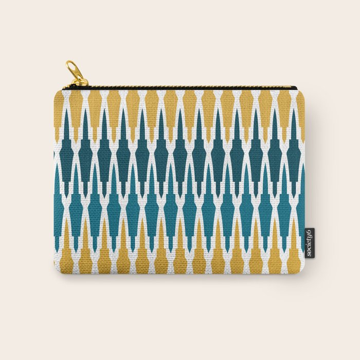 Boho, Geometric Pattern, Blue, Teal, Yellow and Gray Carry All Pouch Gallery Image 1