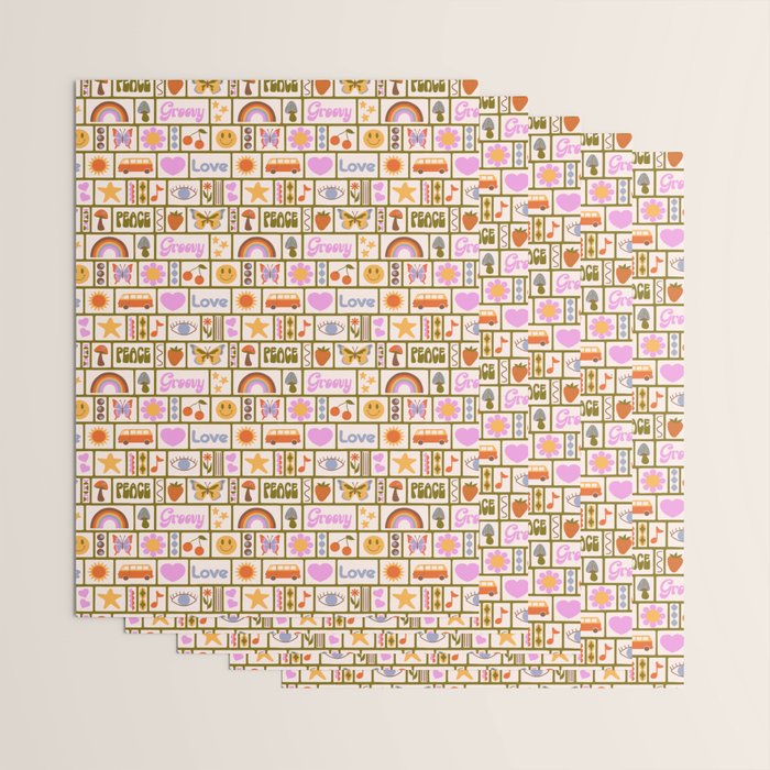 1970s Retro Pop Culture Icons Wrapping Paper Gallery Image 3