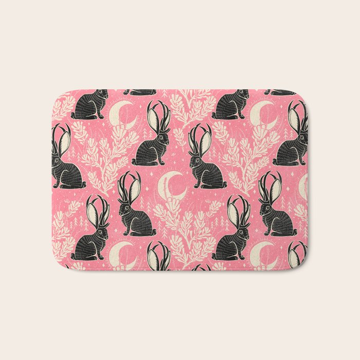 Jackalope - pink and black Bath Mat Gallery Image 1