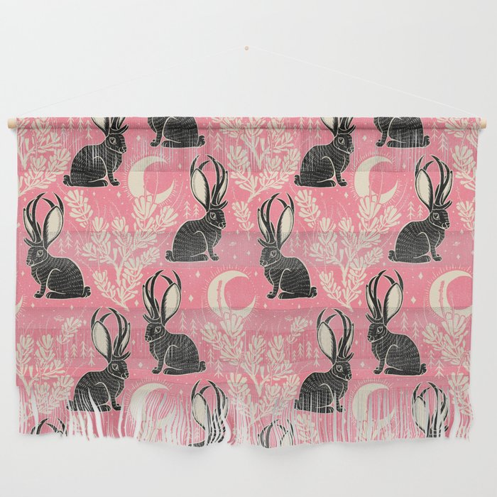 Jackalope - pink and black Wall Hanging Gallery Image 1