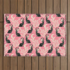 Jackalope - pink and black Outdoor Rug Gallery Image 1