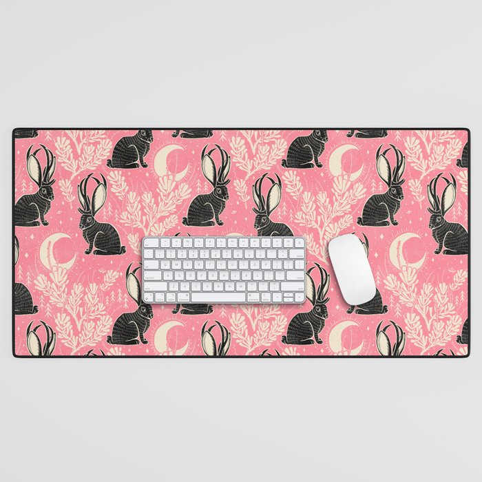 Jackalope - pink and black Desk Mat Gallery Image 1