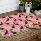 Jackalope - pink and black Outdoor Rug Gallery Image 2