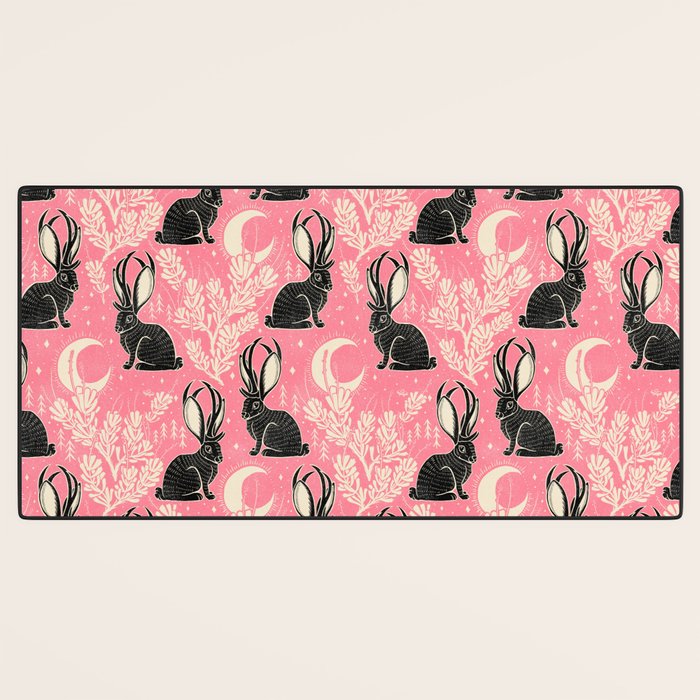 Jackalope - pink and black Desk Mat Gallery Image 3