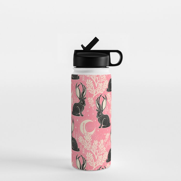 Jackalope - pink and black Water Bottle Gallery Image 1