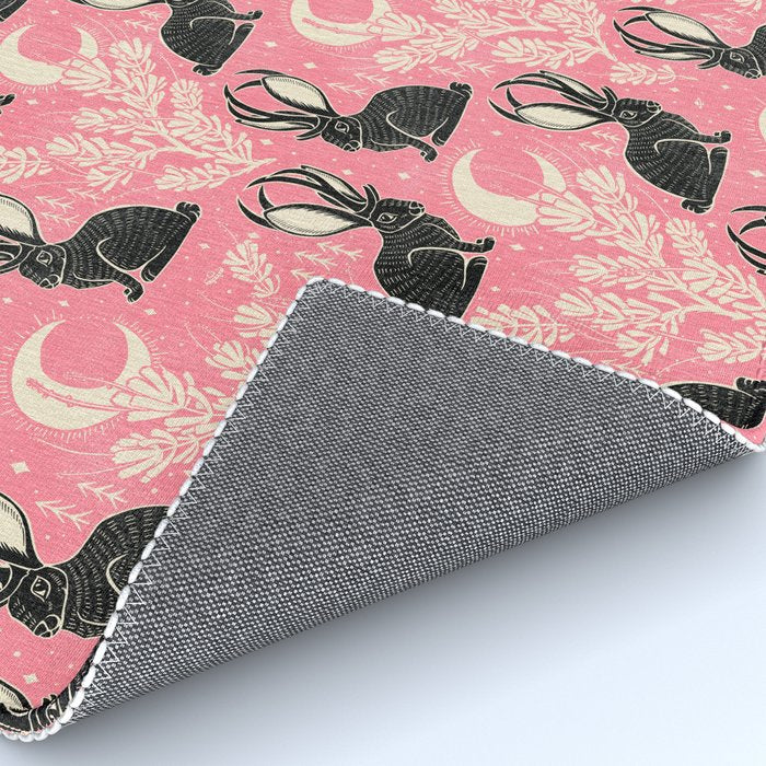 Jackalope - pink and black Rug Gallery Image 4