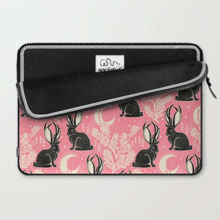 Jackalope - pink and black Laptop Sleeve Gallery Image 2