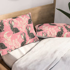 Jackalope - pink and black Pillow Sham Gallery Image 2
