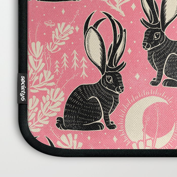 Jackalope - pink and black Laptop Sleeve Gallery Image 3
