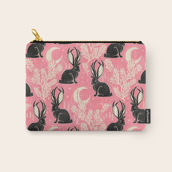 Jackalope - pink and black Carry All Pouch Gallery Image 1