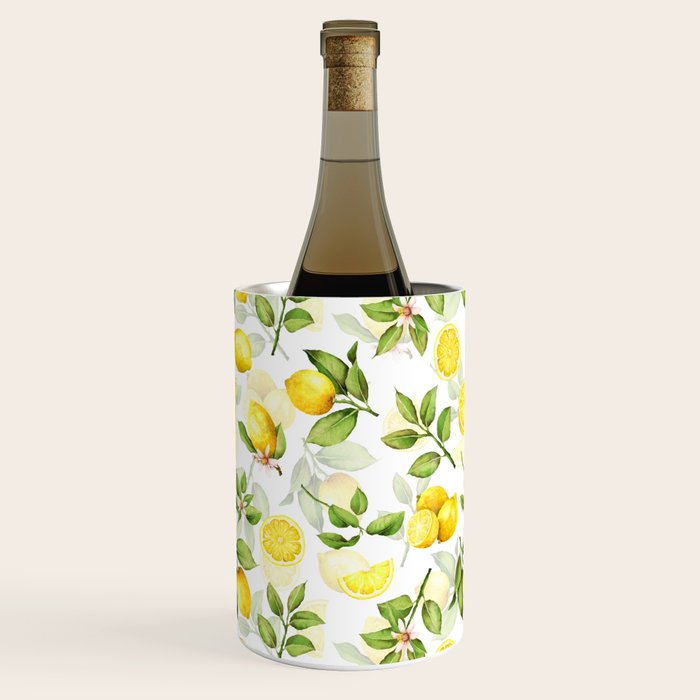 mediterranean summer lemon branches on white Wine Chiller Gallery Image 2
