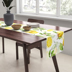 mediterranean summer lemon branches on white Table Runner Gallery Image 2