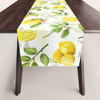 mediterranean summer lemon branches on white Table Runner Gallery Image 1