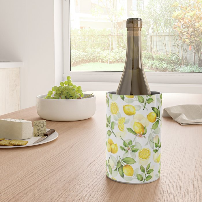 mediterranean summer lemon branches on white Wine Chiller Gallery Image 4