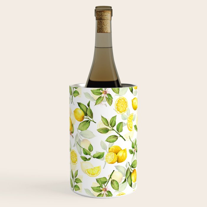 mediterranean summer lemon branches on white Wine Chiller Gallery Image 3