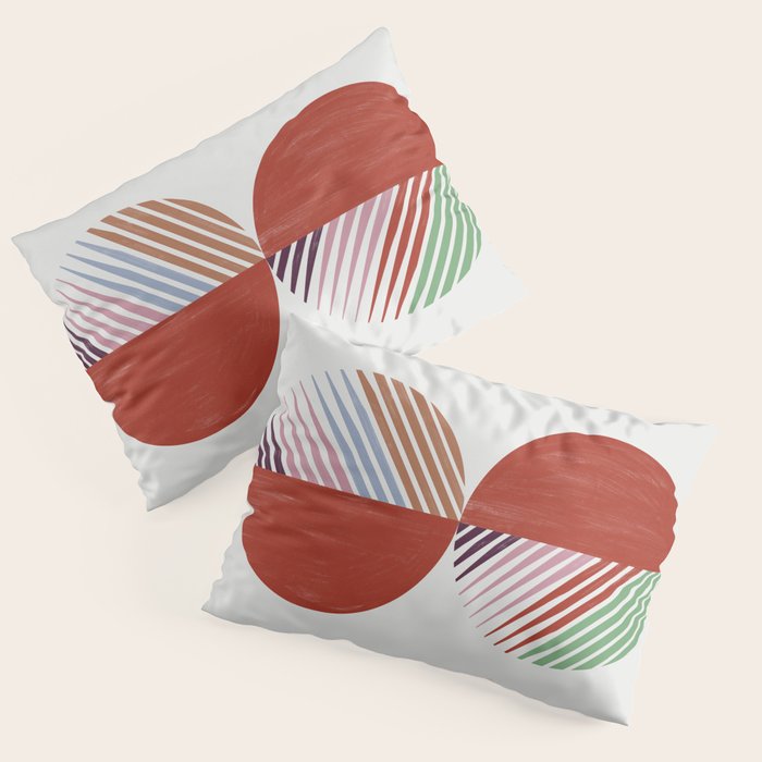 Hand-Drawn Geometric Circles with Stripes Pillow Sham Gallery Image 1