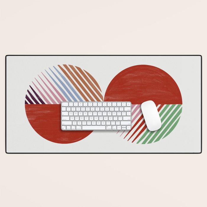 Hand-Drawn Geometric Circles with Stripes Desk Mat Gallery Image 1