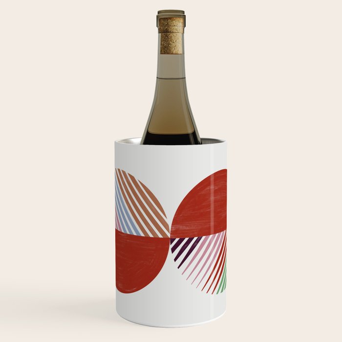 Hand-Drawn Geometric Circles with Stripes Wine Chiller Gallery Image 1