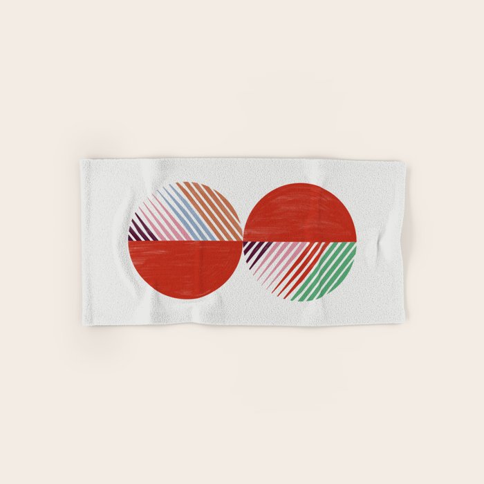 Hand-Drawn Geometric Circles with Stripes Bath Towel Gallery Image 1