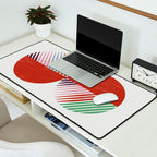 Hand-Drawn Geometric Circles with Stripes Desk Mat Gallery Image 2