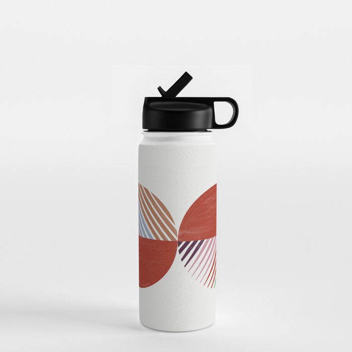 Hand-Drawn Geometric Circles with Stripes Water Bottle Gallery Image 1