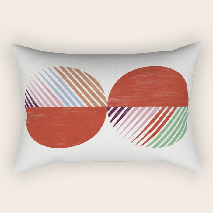 Hand-Drawn Geometric Circles with Stripes Rectangular Pillow Gallery Image 2