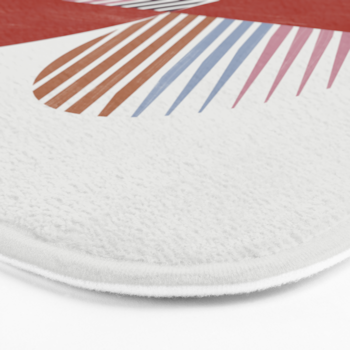 Hand-Drawn Geometric Circles with Stripes Bath Mat Gallery Image 3