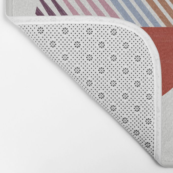 Hand-Drawn Geometric Circles with Stripes Bath Mat Gallery Image 2