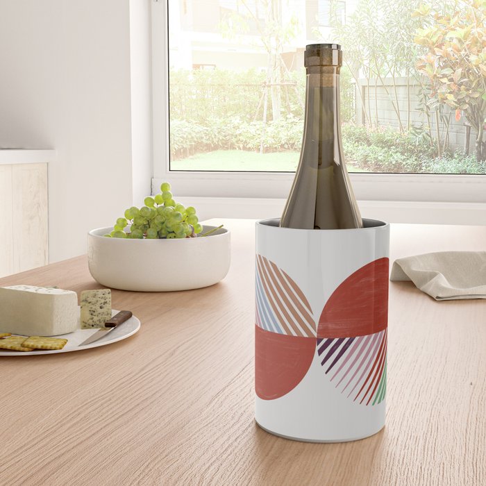 Hand-Drawn Geometric Circles with Stripes Wine Chiller Gallery Image 4