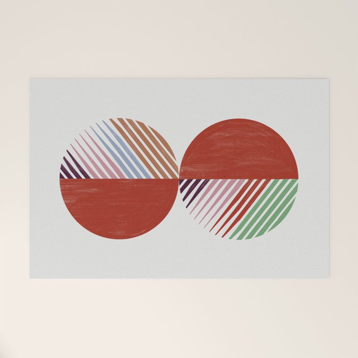 Hand-Drawn Geometric Circles with Stripes Welcome Mat Gallery Image 1