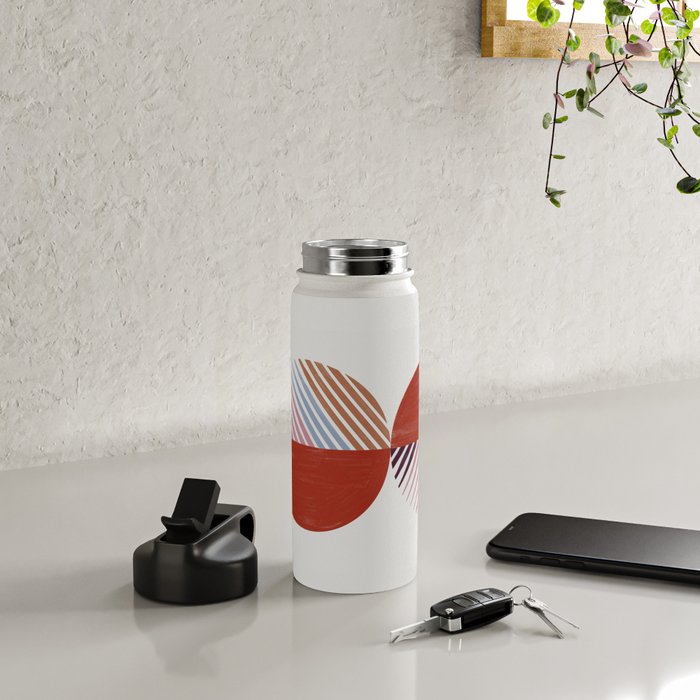 Hand-Drawn Geometric Circles with Stripes Water Bottle Gallery Image 4