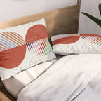 Hand-Drawn Geometric Circles with Stripes Pillow Sham Gallery Image 2