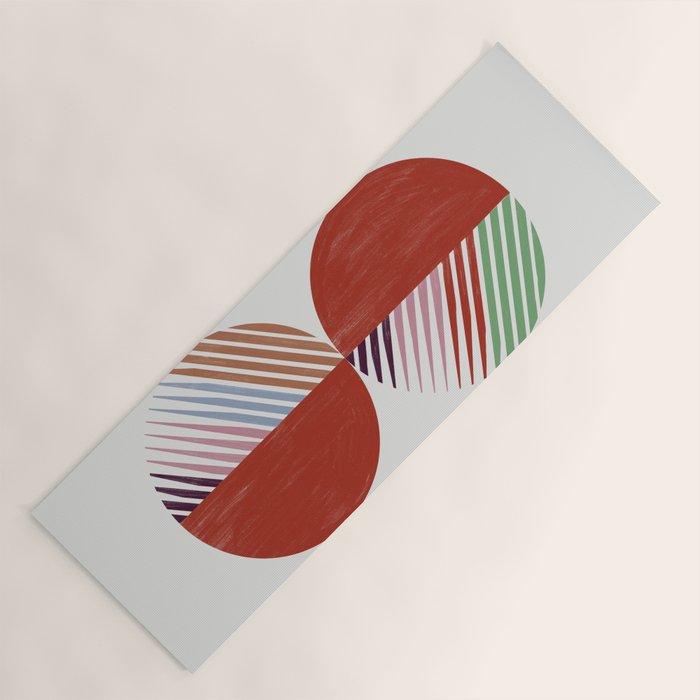 Hand-Drawn Geometric Circles with Stripes Yoga Mat Gallery Image 1