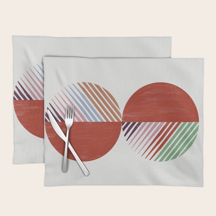 Hand-Drawn Geometric Circles with Stripes Placemat Gallery Image 1