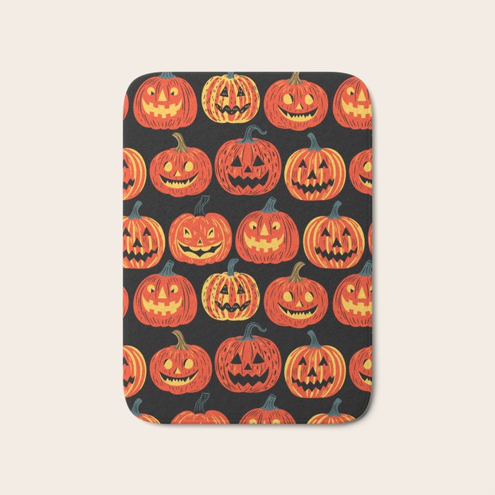 Halloween jack o lantern pumpkin cartoon pattern Bath Mat Gallery Image 1