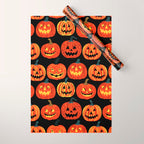 Halloween jack o lantern pumpkin cartoon pattern Wrapping Paper Gallery Image 1